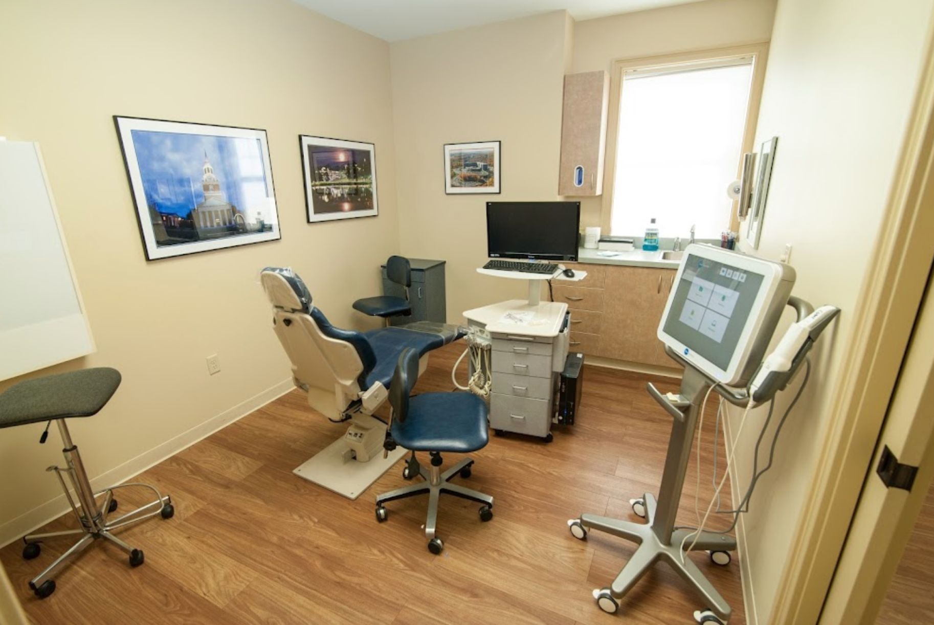 Desk with monitor computer screen