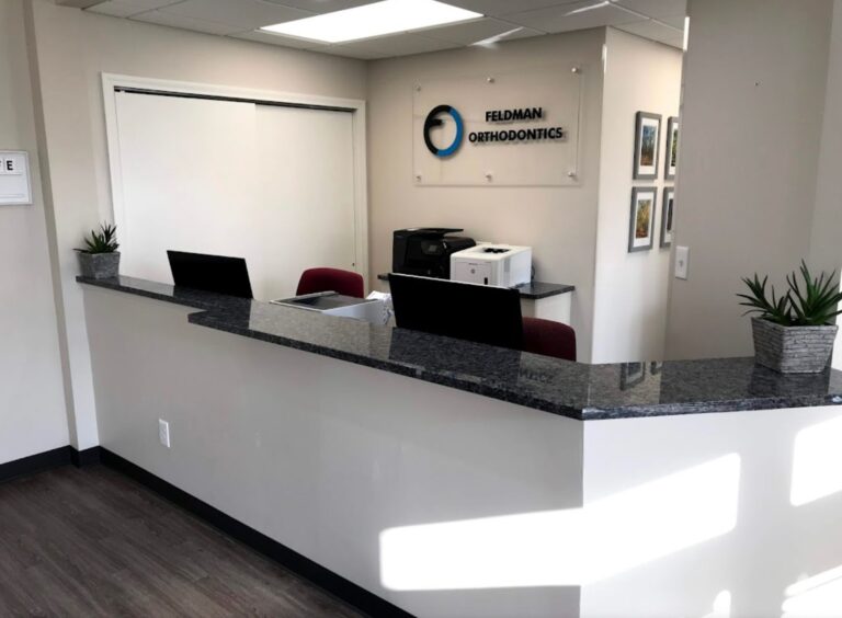 Desk with computer monitor